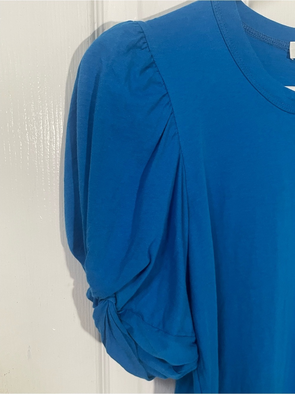 A.L.C. Top Shirt Tshirt XSmall XS Puff-Sleeve Crew Neck Blue Cotton Feminine - Picture 6 of 9
